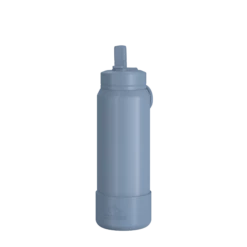 26oz Insulated Water Bottles With Matching Straw Lid And Rubber Boot - Modern Blue