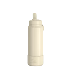 26oz Insulated Water Bottles With Matching Straw Lid And Rubber Boot- Modern Cream