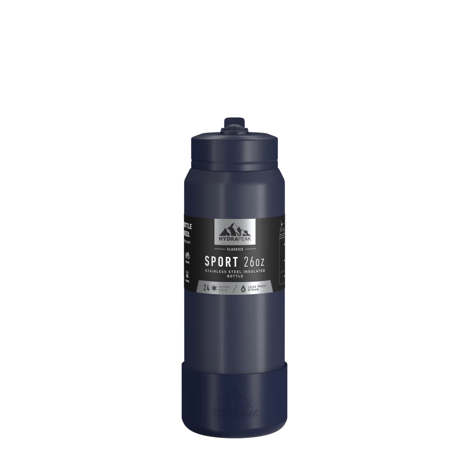 26oz Insulated Water Bottles With Matching Straw Lid And Rubber Boot - Navy 5 26oz Insulated Water Bottles With Matching Straw Lid And Rubber Boot - Navy - Image 3