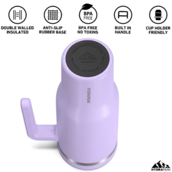 Voyager 40 Oz Tumbler With Handle And Straw Lid- Lavender -HYDRAPEAK Sales HP Voyager 40 BottomView DigitalLavender