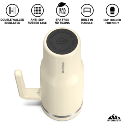 Voyager 40 Oz Tumbler With Handle And Straw Lid - Modern Cream -HYDRAPEAK Sales HP Voyager 40 BottomView ModernCream