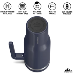 Voyager 40 Oz Tumbler With Handle And Straw Lid- Navy -HYDRAPEAK Sales HP Voyager 40 BottomView Navy