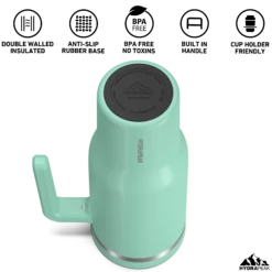 Voyager 40 Oz Tumbler With Handle And Straw Lid - Pale Sage -HYDRAPEAK Sales HP Voyager 40 BottomView PaleSage