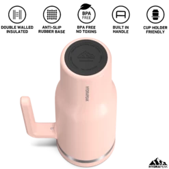 Voyager 40 Oz Tumbler With Handle And Straw Lid - Peony -HYDRAPEAK Sales HP Voyager 40 BottomView Peony