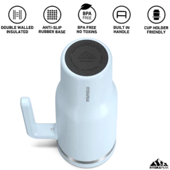 Voyager 40 Oz Tumbler With Handle And Straw Lid- Powder Blue -HYDRAPEAK Sales HP Voyager 40 BottomView PowderBlue