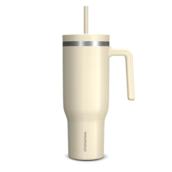 Voyager 40 Oz Tumbler With Handle And Straw Lid - Modern Cream