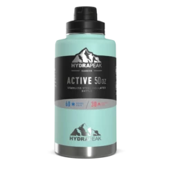 50oz Stainless Steel Insulated Large Water Bottle With Chug Lid - Aqua -HYDRAPEAK Sales HP Wide 50 Chug AquaSleeve