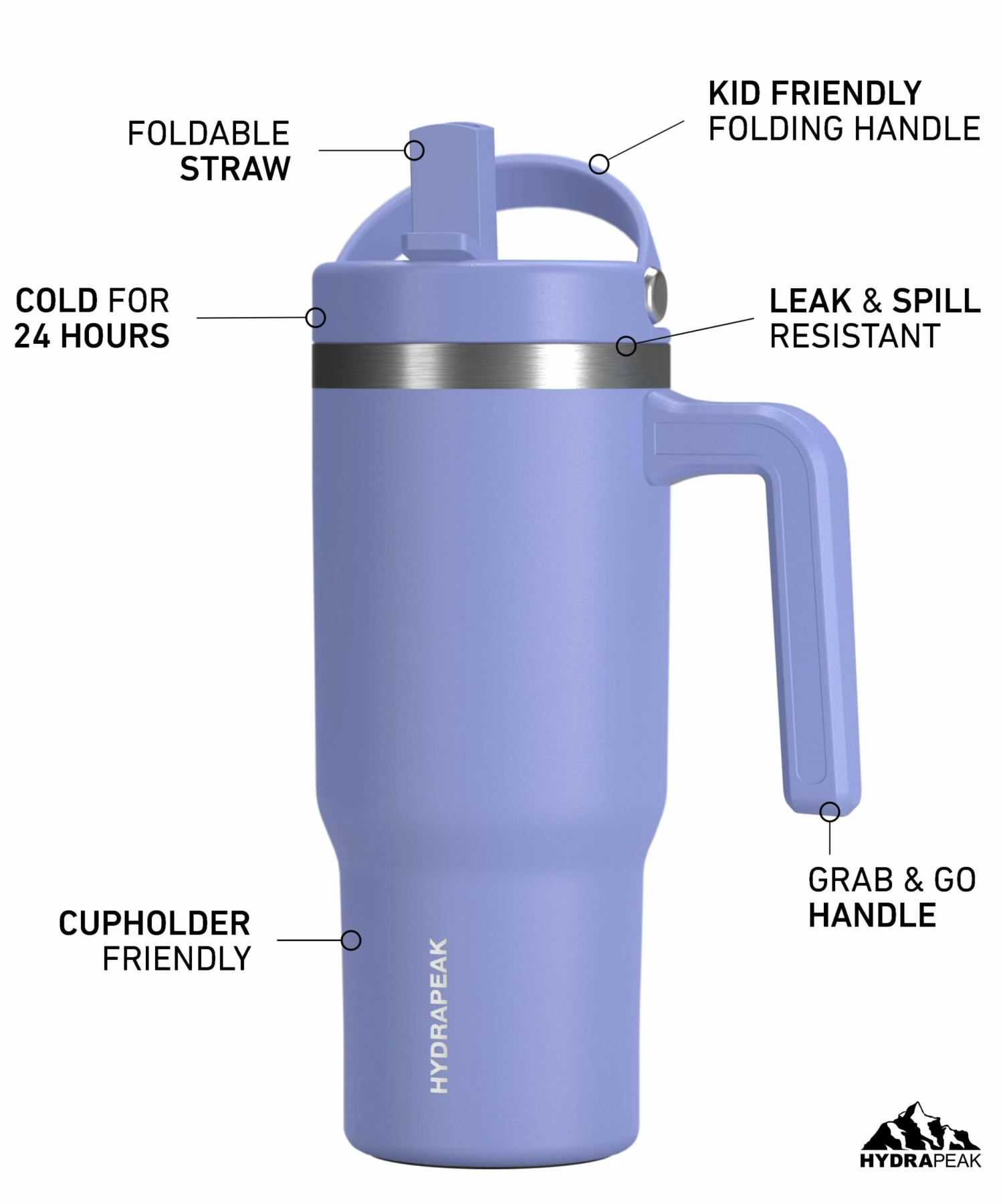 Voyager Kid's 18 Oz Tumbler With Handle And Straw Lid - Iris 4 Voyager Kid's 18 Oz Tumbler With Handle And Straw Lid - Iris - Image 2