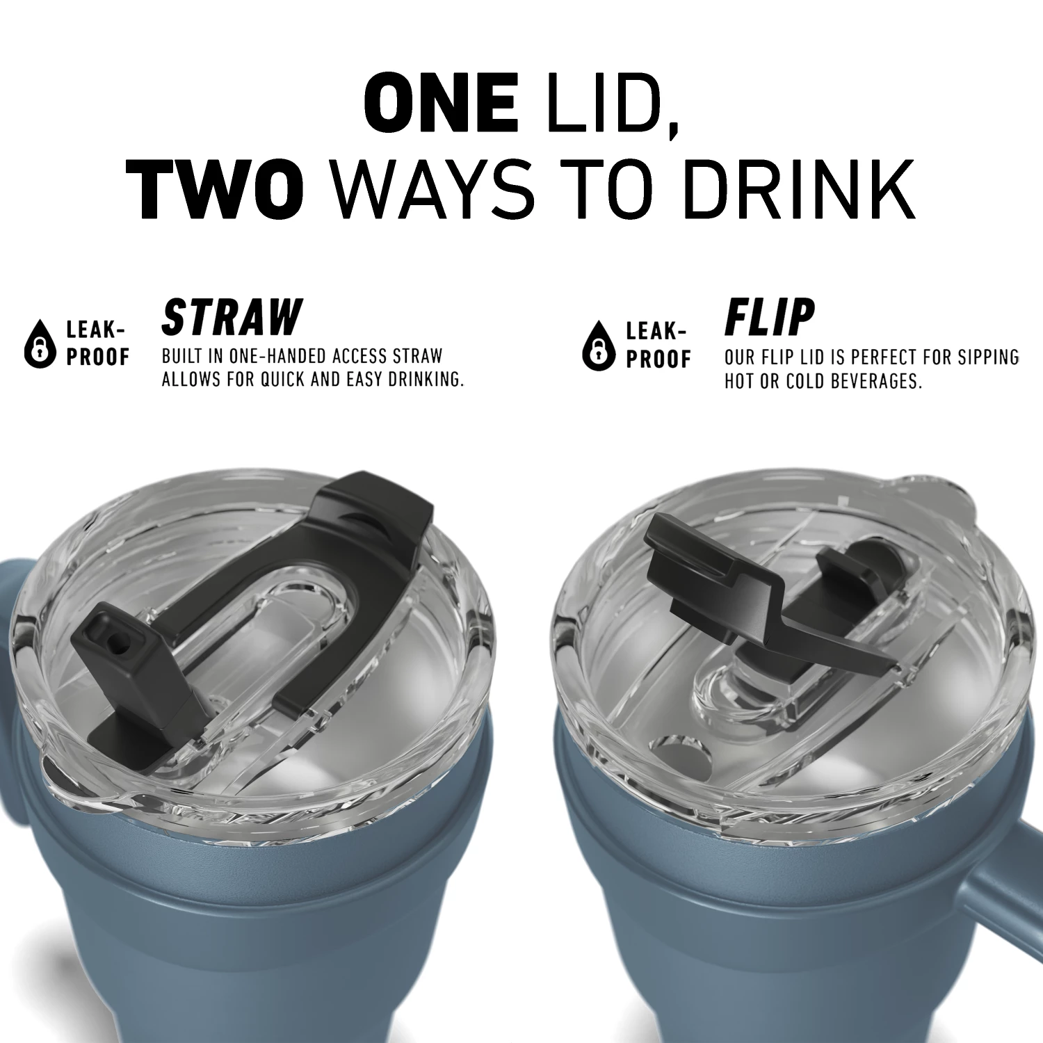 Roadster 40oz Tumbler With Handle And 2-in-1 Straw Lid- Ice 5 Roadster 40oz Tumbler With Handle And 2-in-1 Straw Lid- Ice - Image 3