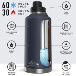 72oz Stainless Steel Insulated Water Bottle With Flexible Chug Lid- Navy 9 72oz Stainless Steel Insulated Water Bottle With Flexible Chug Lid- Navy -HYDRAPEAK Sales SAND72oz