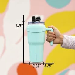 Roadster 40oz Tumbler With Handle And 2-in-1 Straw Lid- Modern Cream -HYDRAPEAK Sales SQ Roadster 5dimentions 2f36edc9 6851 4775 96bc cf6e48f51040