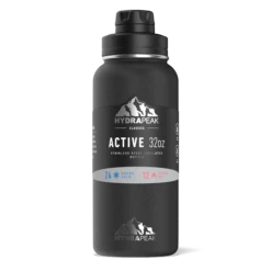 32oz Stainless Steel Insulated Water Bottle With Flexible Chug Lid- Black -HYDRAPEAK Sales Sleeveblack