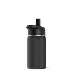 Mini 14oz Stainless Steel Kids Water Bottle With Straw Lid - Black -HYDRAPEAK Sales backblack