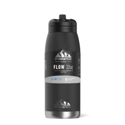 Flow 32oz Stainless Steel Insulated Water Bottle With Straw Lid Bottle - Black -HYDRAPEAK Sales backblack1 34