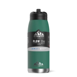 Flow 32oz Stainless Steel Insulated Water Bottle With Straw Lid Bottle- Forest -HYDRAPEAK Sales backblack1 38