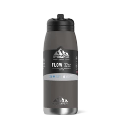 Flow 32oz Stainless Steel Insulated Water Bottle With Straw Lid Bottle- Graphite -HYDRAPEAK Sales backblack1 39