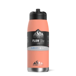 Flow 32oz Stainless Steel Insulated Water Bottle With Straw Lid Bottle- Peach -HYDRAPEAK Sales backblack1 45