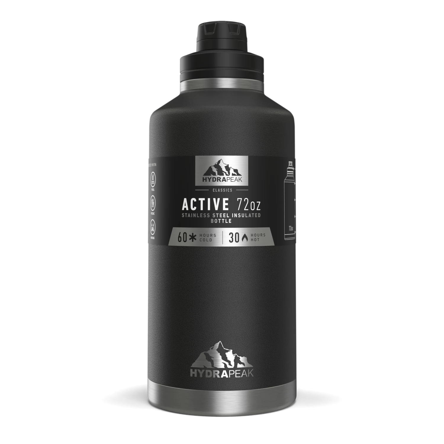 72oz Stainless Steel Insulated Water Bottle With Flexible Chug Lid- Black 5 72oz Stainless Steel Insulated Water Bottle With Flexible Chug Lid- Black - Image 3