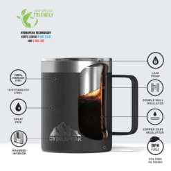 Savor 14oz Stainless Steel Insulated Coffee Mug With Handle Mug - Black -HYDRAPEAK Sales blackinfo