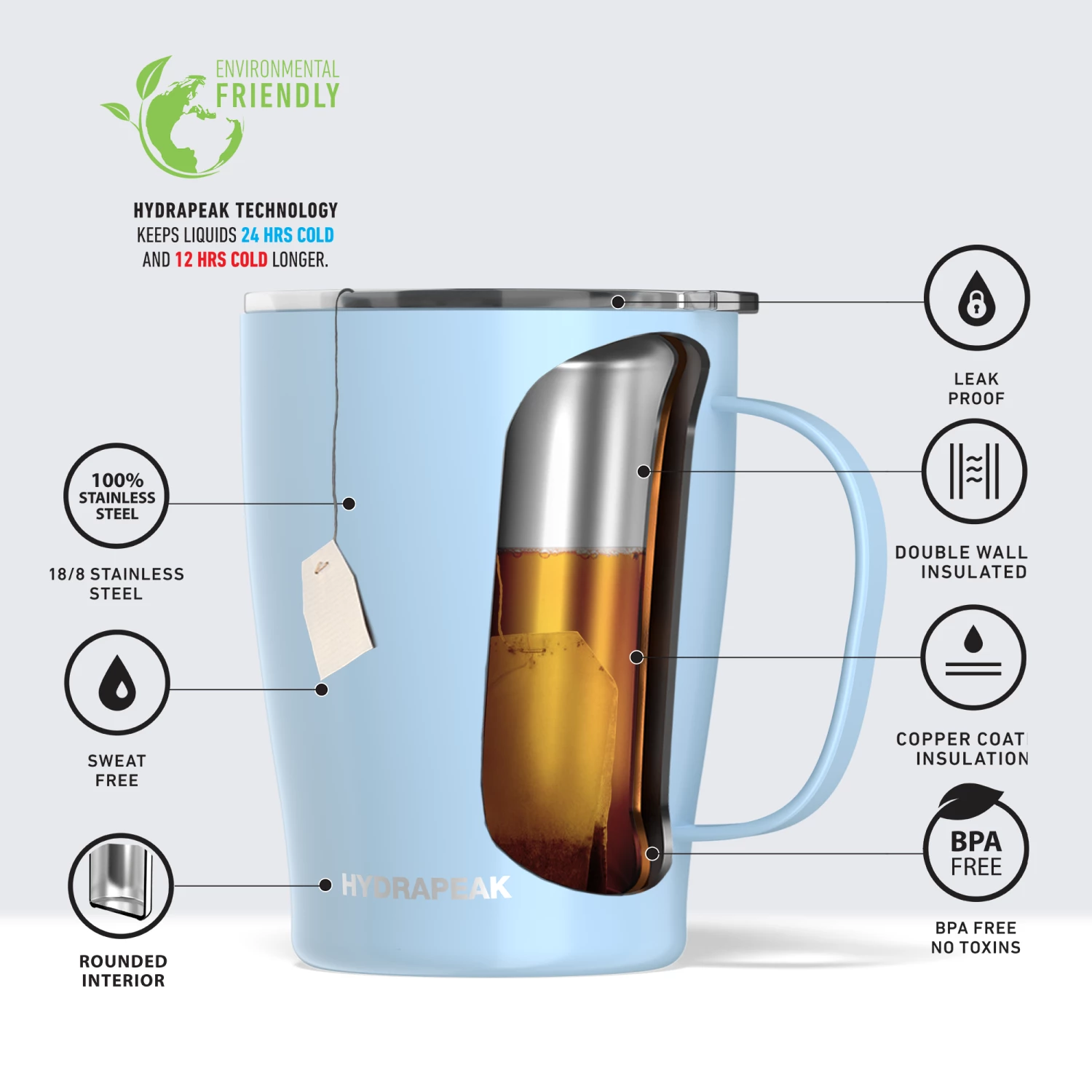 SAVOR 18oz Stainless Steel Insulated Travel Mug- Cloud 6 SAVOR 18oz Stainless Steel Insulated Travel Mug- Cloud - Image 4