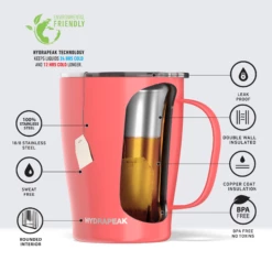 SAVOR 18oz Stainless Steel Insulated Travel Mug- Coral 9 SAVOR 18oz Stainless Steel Insulated Travel Mug- Coral -HYDRAPEAK Sales coralinfo a851682c 108b 4d2e b513 66c60e6ef370