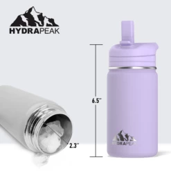 Mini 14oz Stainless Steel Kids Water Bottle With Straw Lid- Digital Lavender -HYDRAPEAK Sales dlavminiscale