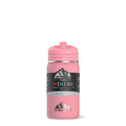 Mini 14oz Stainless Steel Kids Water Bottle With Straw Lid- Bubblegum -HYDRAPEAK Sales frontsleeveBubblegum