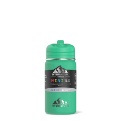 Mini 14oz Stainless Steel Kids Water Bottle With Straw Lid- Jade -HYDRAPEAK Sales frontsleeveJade