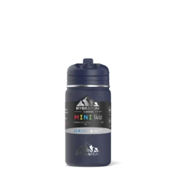 Mini 14oz Stainless Steel Kids Water Bottle With Straw Lid- Navy 9 Mini 14oz Stainless Steel Kids Water Bottle With Straw Lid- Navy -HYDRAPEAK Sales frontsleeveNavy