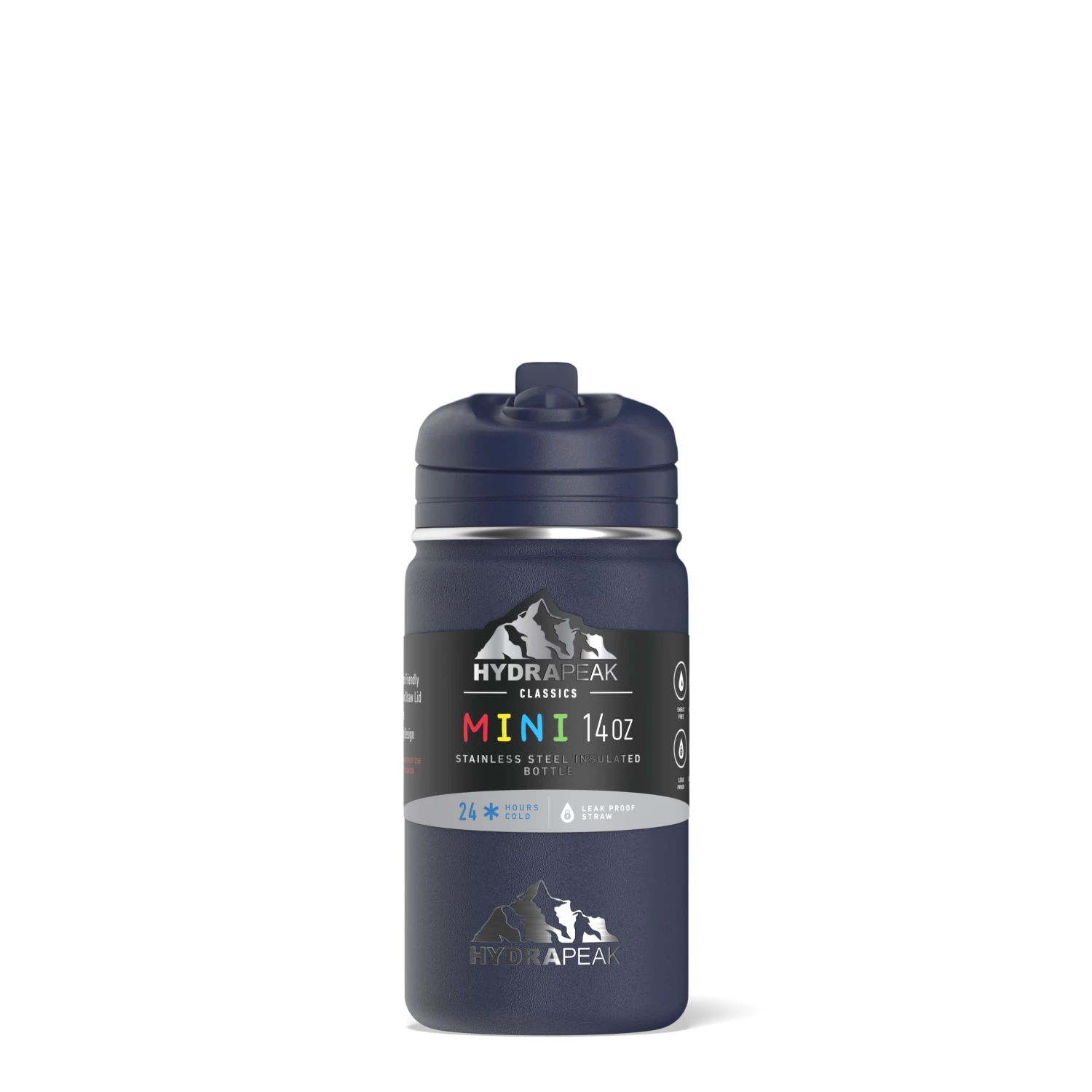 Mini 14oz Stainless Steel Kids Water Bottle With Straw Lid- Navy 5 Mini 14oz Stainless Steel Kids Water Bottle With Straw Lid- Navy - Image 3