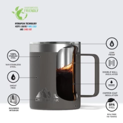 Savor 14oz Stainless Steel Insulated Coffee Mug With Handle Mug- Graphite -HYDRAPEAK Sales graphiteinfo