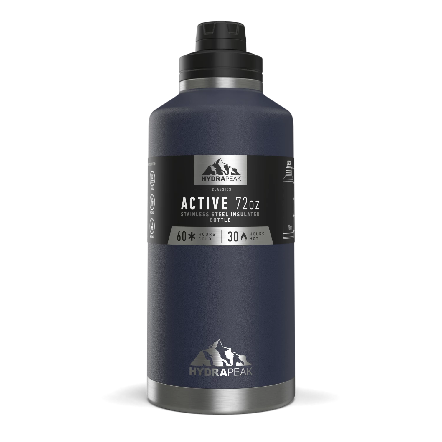 72oz Stainless Steel Insulated Water Bottle With Flexible Chug Lid- Navy 5 72oz Stainless Steel Insulated Water Bottle With Flexible Chug Lid- Navy - Image 3