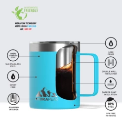 Savor 14oz Stainless Steel Insulated Coffee Mug With Handle Mug - Ocean -HYDRAPEAK Sales oceaninfo