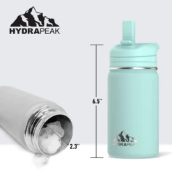 Mini 14oz Stainless Steel Kids Water Bottle With Straw Lid - Aqua -HYDRAPEAK Sales scaleaqua 53704111 4449 4f65 8922 95362c52242a