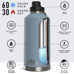 72oz Stainless Steel Insulated Water Bottle With Flexible Chug Lid- Storm -HYDRAPEAK Sales seashell72oz