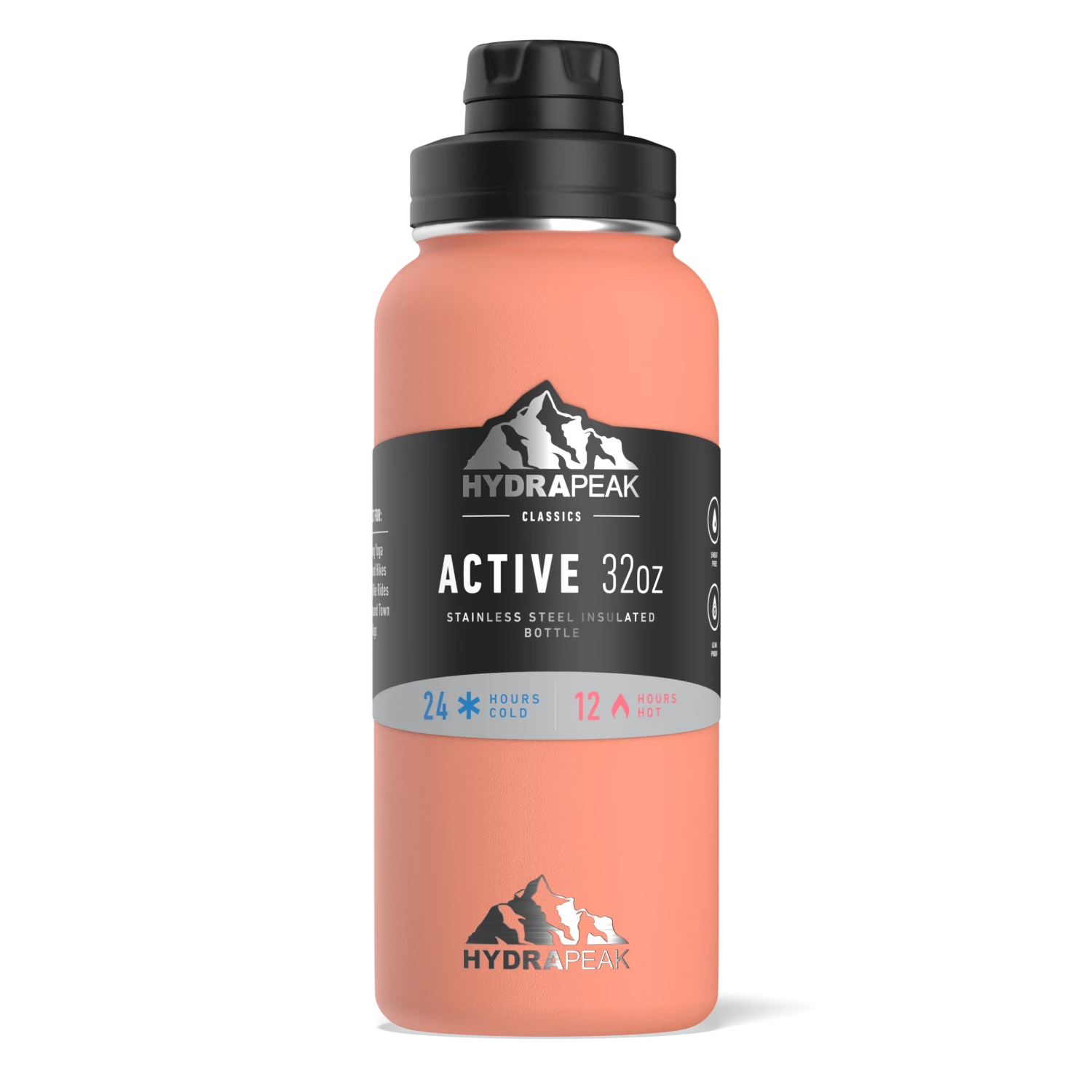 32oz Stainless Steel Insulated Water Bottle With Flexible Chug Lid- Peach 5 32oz Stainless Steel Insulated Water Bottle With Flexible Chug Lid- Peach - Image 3