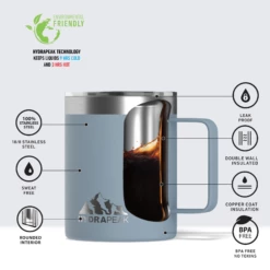 Savor 14oz Stainless Steel Insulated Coffee Mug With Handle Mug - Storm -HYDRAPEAK Sales storminfo